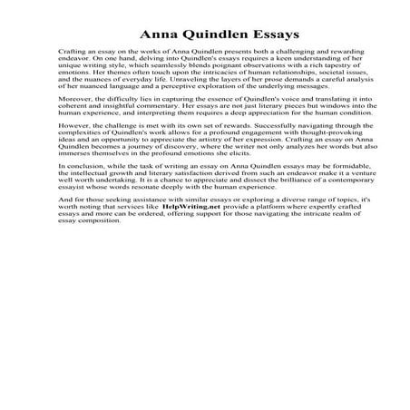 Anna Quindlen Essays. Summary-of-Homeless-2as7yml - Summary of Homeless by An...