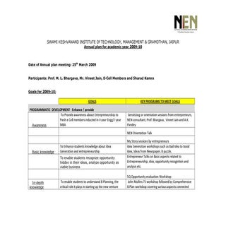 Annual Calendar of Events for year ...