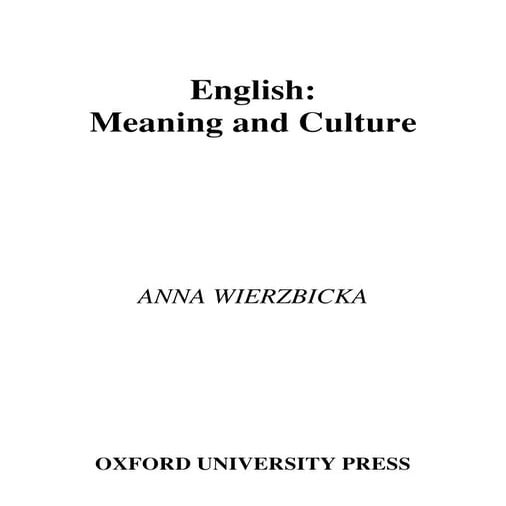 Anna wierzbicka   english  meaning and culture