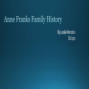 Anne franks history 