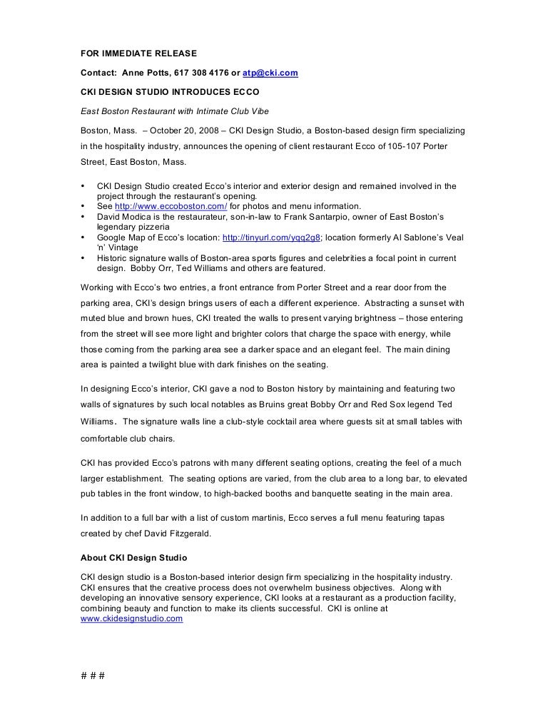 ecco menu east boston