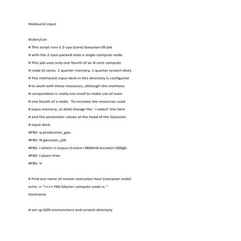 Annette g09 job file for cyclohexene for niobium