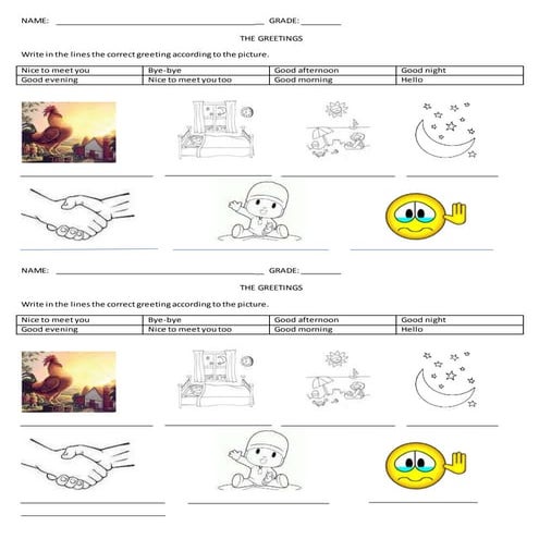 exercises greeting and verb to be 