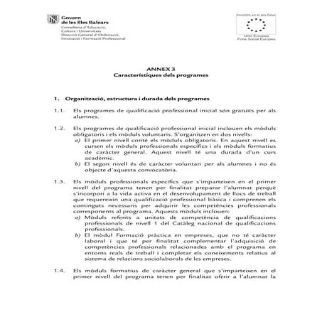 Annex 3 característiques dels programes