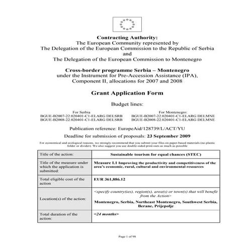 Grant application form srb-mne stec project