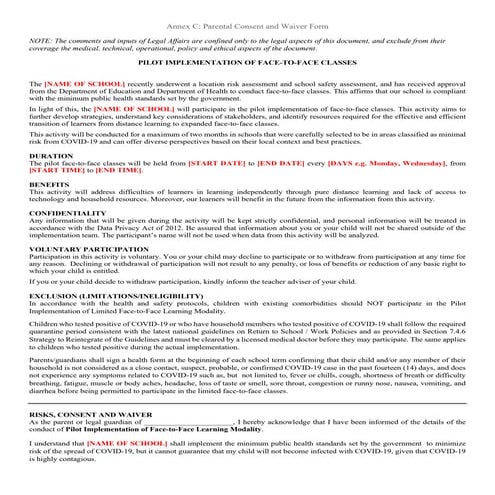 Annex c parental consent and waiver form | PDF