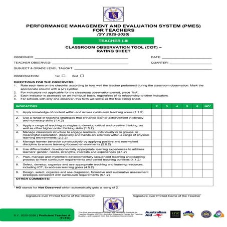 Teacher Monitoring Sheet for Effective Classroom Management SY 2026 ...