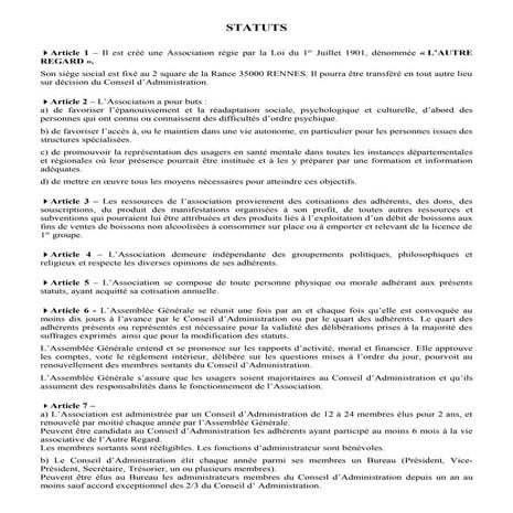 Les statuts de l'association