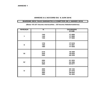 IDCC 1560 Annexe 1 salaires