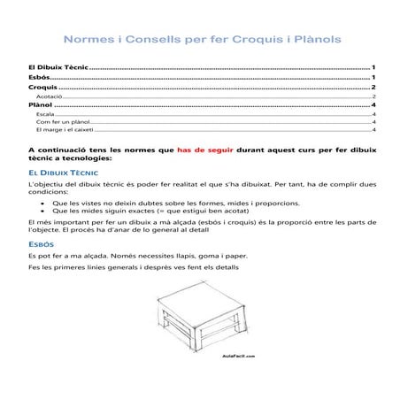 Normes croquis planols