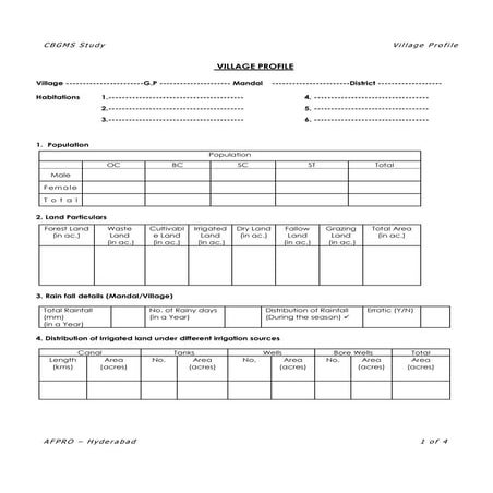 Village Profile data collection format | PDF