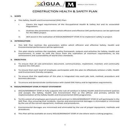 Annexure M - T2.3.8 Construction Health and Safety Plan | PDF