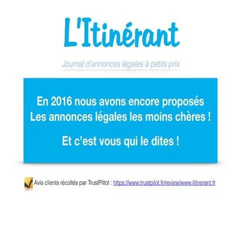 Annonces légales pas cher en 2016