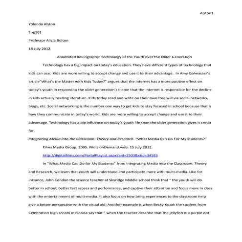 Annotated bibliography