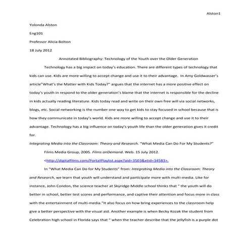 Annotated bibliography