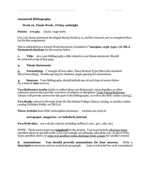 Annotated bibliographyassigndescrip