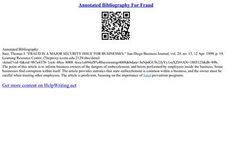Annotated Bibliography For Fraud