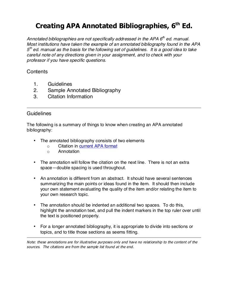 apa style annotated bibliography