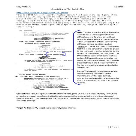 Annotating a film script clue | DOCX