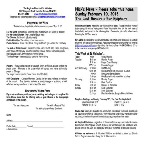 Announcements 10 feb2013