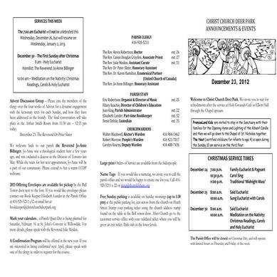 Announcements 23 Dec 2012