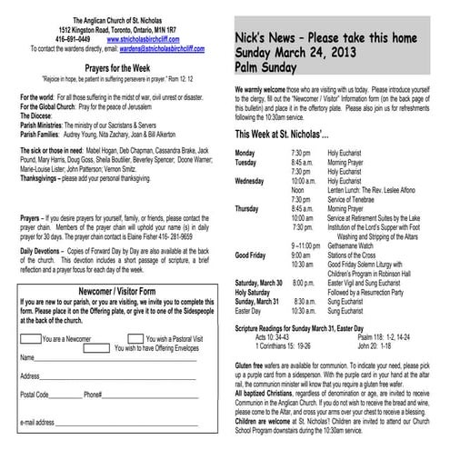 Announcements 24 Mar 2013