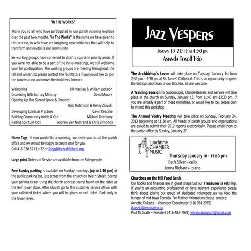 Announcements 30 December 2012