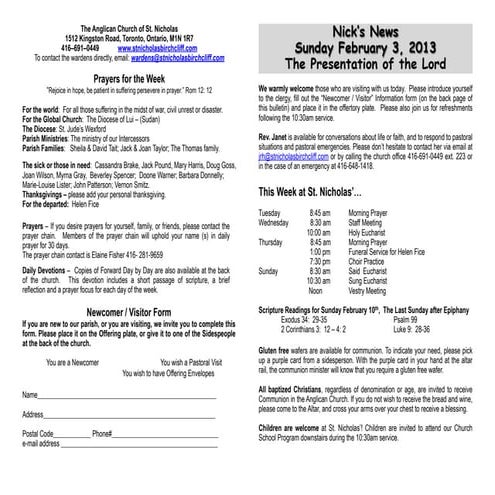 Announcements 3 feb2013