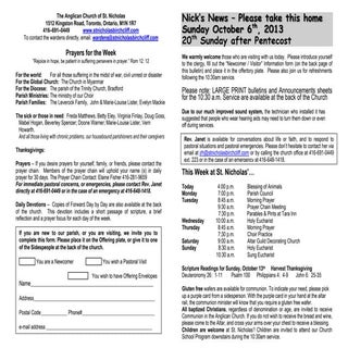 Announcements 6 Oct 2013