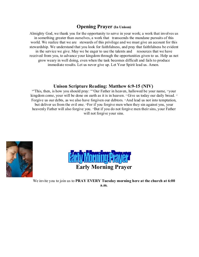 Sample prayer for program