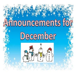 Announcements for December 2014