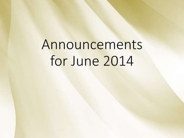 Announcements for june 2014