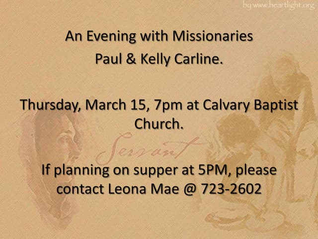 Announcements for March 11 2012