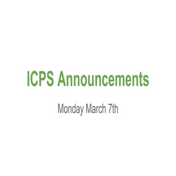 Announcements for Mon. March 7  