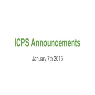 Announcements Thurs. Jan 7  