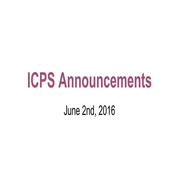 Announcements Thurs. June 2  