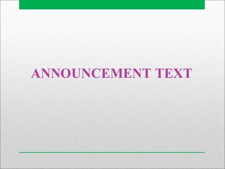 Announcement text