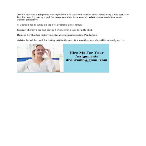 An NP received a telephone message from a 71-year-old woman about sche.docx