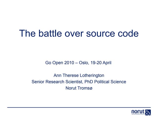 GoOpen 2010: Ann Therese Lotherington