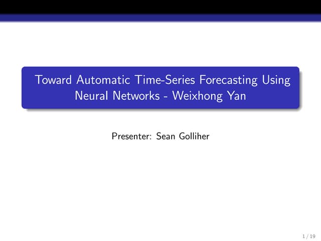 Time Series Forecasting using Neural Nets (GNNNs)