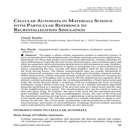 Annu.  Rev.  Mater.  Res. 2002 Vol 32 P 53 Overview Cellular Automa