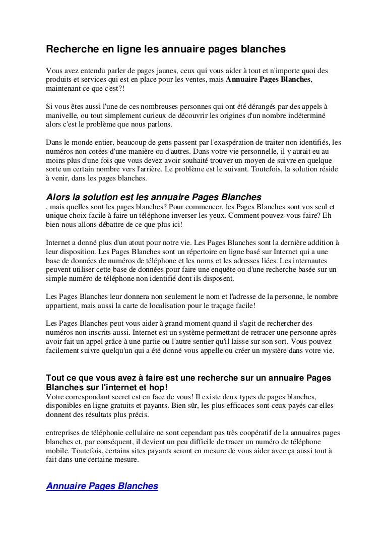 Annuaire pages blanches