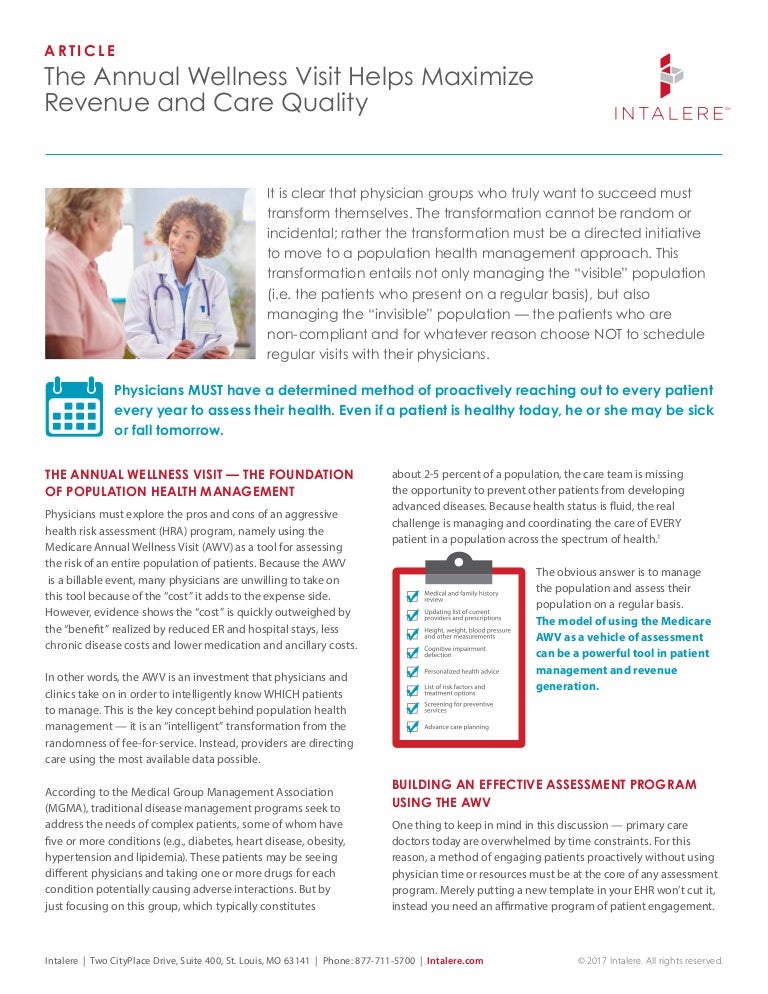 The Annual Wellness Visit Helps Maximize Revenue and Care Quality