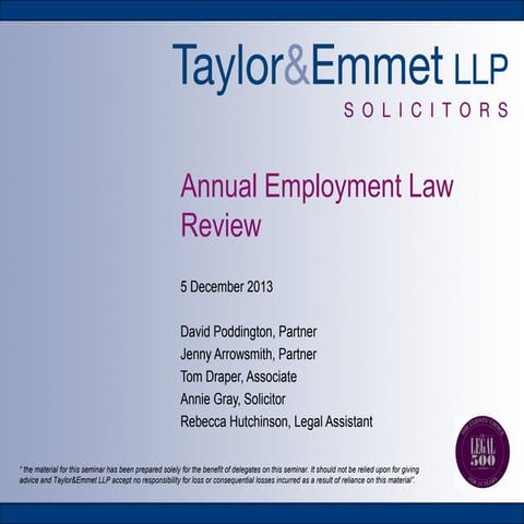 Employment Law update 2013