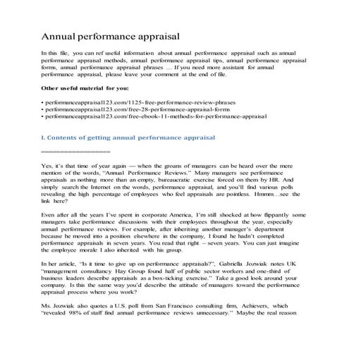 Annual performance appraisal