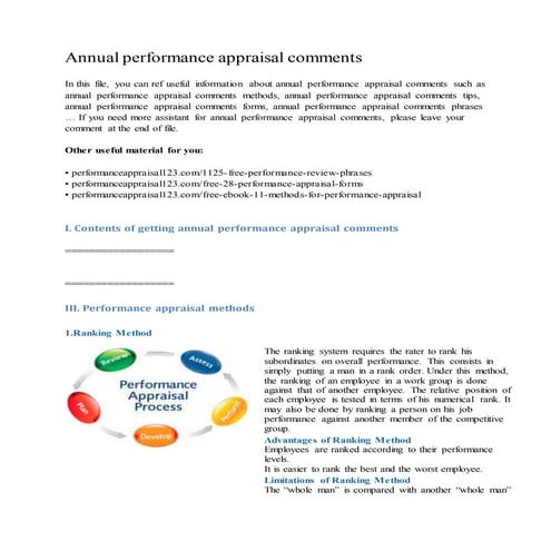 Annual performance appraisal comments