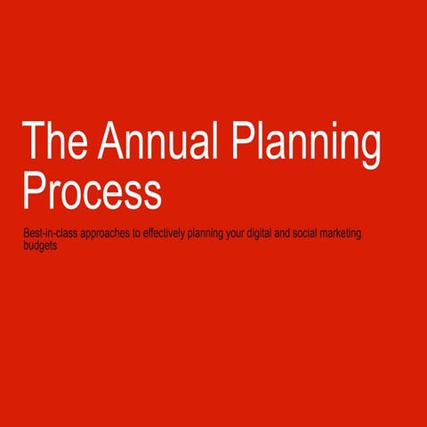 The Annual Planning Process & Social/Digital Media