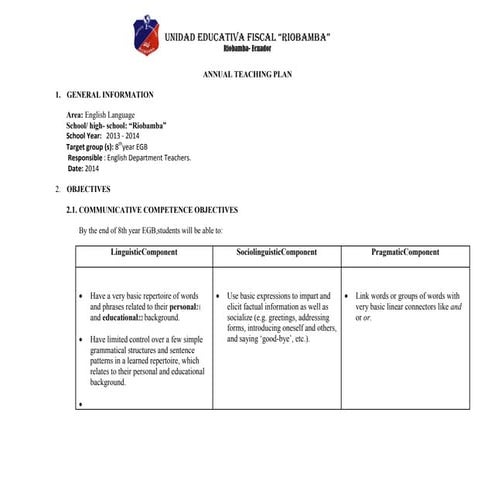 Annual teaching plan 9th | DOCX