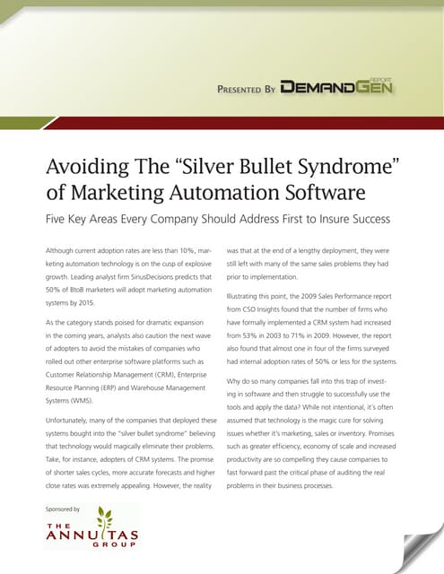 Avoiding The “Silver Bullet Syndrome”