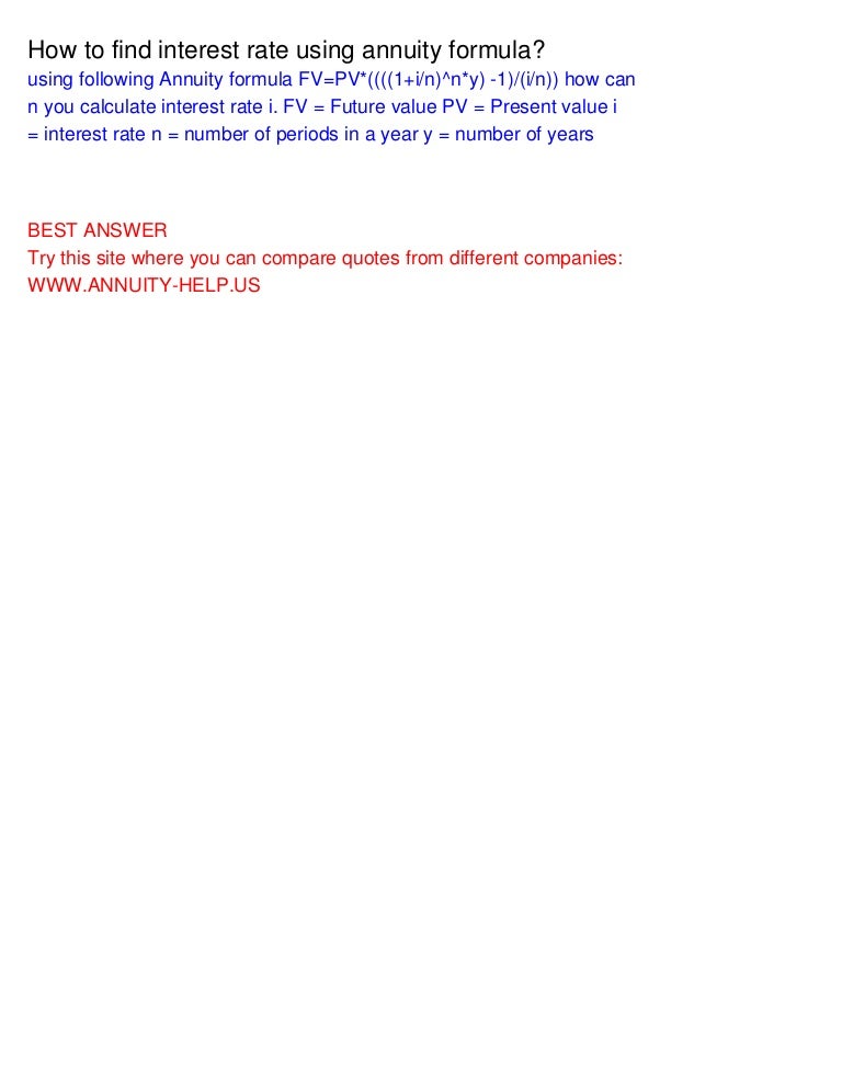annuity formula